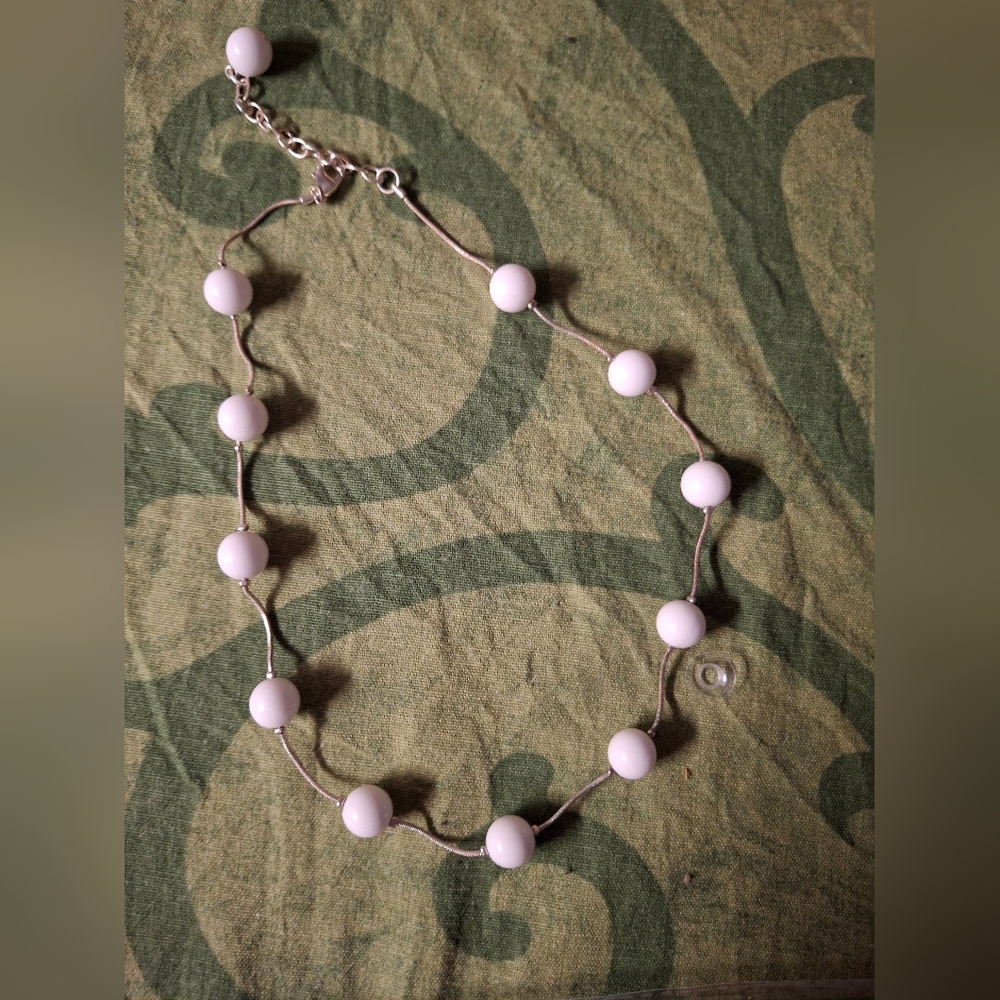 Elegant Silver and Pink Beaded Necklace. So Classy